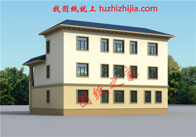 三層新農(nóng)村別墅設(shè)計圖片及全套圖紙，外形對稱，帶露臺，這個戶型宅基地大小適中