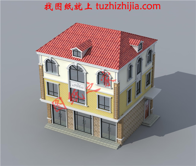 三層農(nóng)村小別墅設(shè)計(jì)圖，一層帶商鋪，占地110平米，經(jīng)濟(jì)實(shí)用