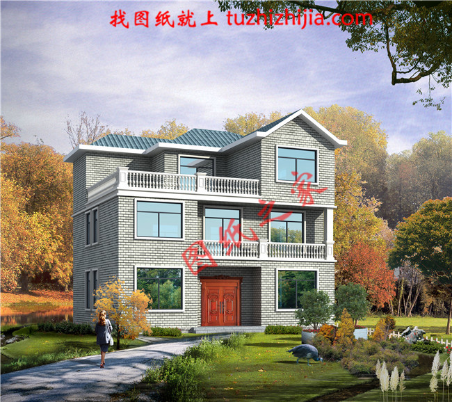 簡單質(zhì)樸三層新農(nóng)村小別墅設(shè)計(jì)圖紙，別墅圖片，戶型簡單合理實(shí)用，占地120平米