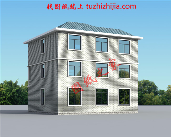 簡單質(zhì)樸三層新農(nóng)村小別墅設(shè)計(jì)圖紙，別墅圖片，戶型簡單合理實(shí)用，占地120平米