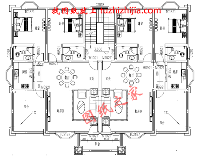 三層兄弟雙拼別墅設(shè)計(jì)圖，外觀大氣漂亮，顏色搭配協(xié)調(diào)，一層為公用客廳