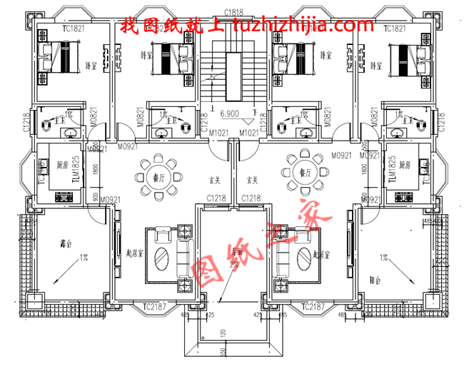 三層兄弟雙拼別墅設(shè)計(jì)圖，外觀大氣漂亮，顏色搭配協(xié)調(diào)，一層為公用客廳