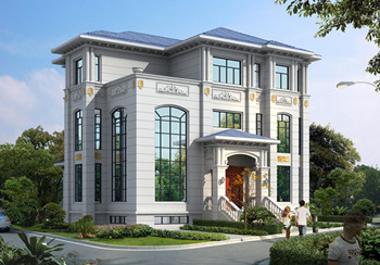 高端三層別墅設(shè)計(jì)圖紙，客廳中空，帶地下室，設(shè)置多個套間