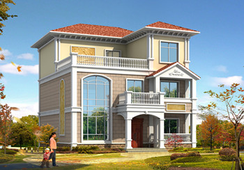 三層新農(nóng)村小別墅設(shè)計圖紙，占地120平米，客廳中空，帶大露臺