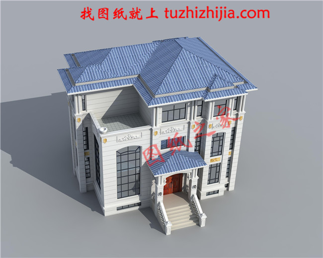 高端三層別墅設(shè)計圖紙，客廳中空，帶地下室，設(shè)置多個套間