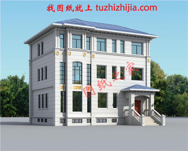 高端三層別墅設(shè)計圖紙，客廳中空，帶地下室，設(shè)置多個套間