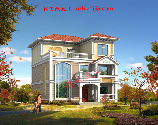 三層新農(nóng)村小別墅設(shè)計圖紙，占地120平米，客廳中空，帶大露臺