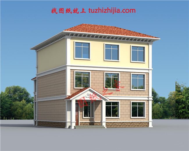 三層新農(nóng)村小別墅設(shè)計圖紙，占地120平米，客廳中空，帶大露臺