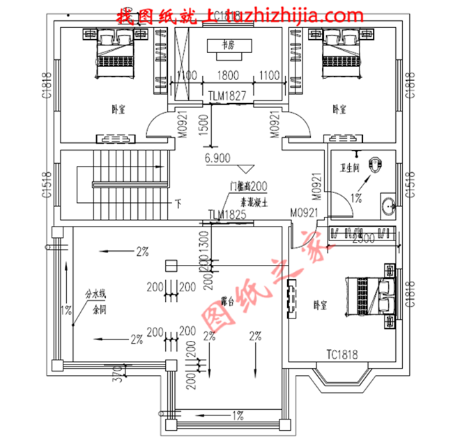舒適大方三層房屋設(shè)計(jì)圖紙及圖片，占地150平米，布局合理，臥室多