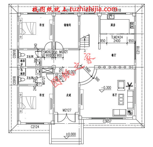 復(fù)式三層別墅設(shè)計圖片及全套圖紙，客廳中空，外觀為歐式建筑的風(fēng)格，高端大氣