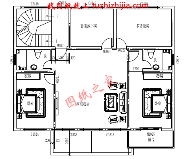 適合農(nóng)村建造的二層房屋設(shè)計圖紙及效果圖，帶悶頂層，占地150平米左右