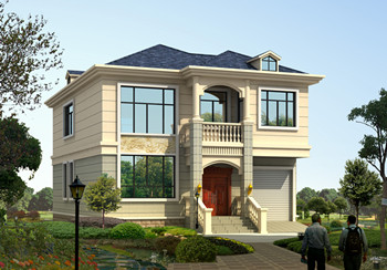 帶車庫簡約二層小別墅房屋設計圖紙，占地120平米，彎彎的樓梯打破傳統(tǒng)樓梯的束縛