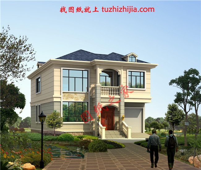 帶車庫簡約二層小別墅房屋設(shè)計圖紙，占地120平米，造價20萬左右