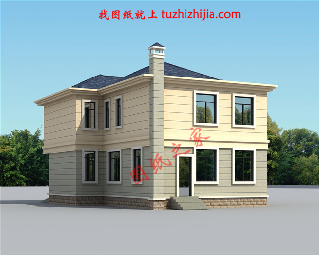 帶車庫簡約二層小別墅房屋設(shè)計圖紙，占地120平米，造價20萬左右