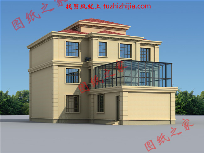 層自建房設(shè)計圖紙設(shè)計圖片，復式農(nóng)村別墅，客廳中空，廚房獨立干凈衛(wèi)生，帶陽光房