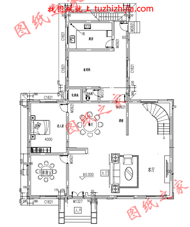 層自建房設(shè)計圖紙設(shè)計圖片，復式農(nóng)村別墅，客廳中空，廚房獨立干凈衛(wèi)生，帶陽光房