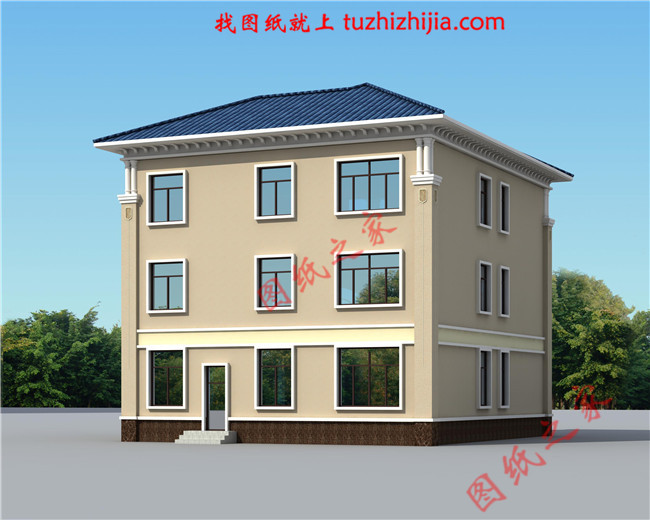 戶型簡單實(shí)用的三層農(nóng)村房屋設(shè)計(jì)圖紙，復(fù)式結(jié)構(gòu)，大面積開窗，增加了采光度又增加了美觀度