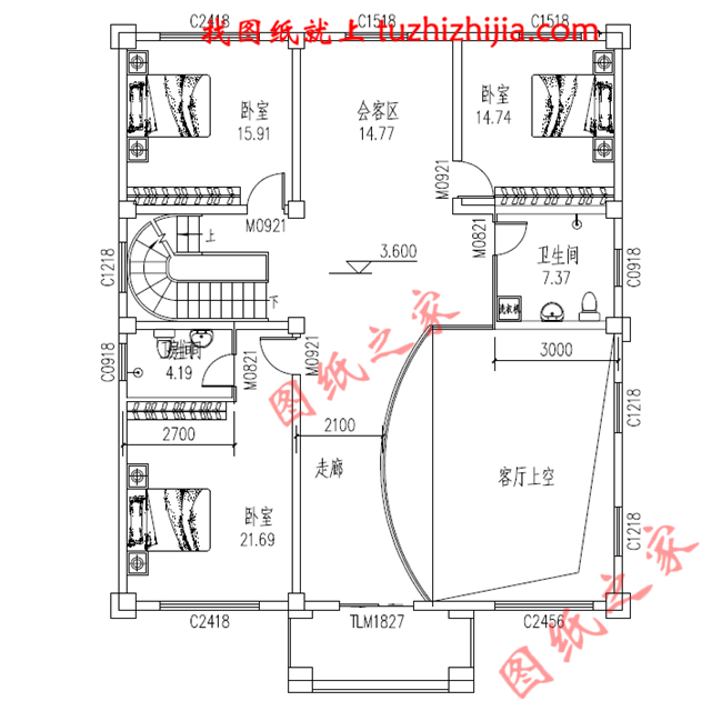 戶型簡單實(shí)用的三層農(nóng)村房屋設(shè)計(jì)圖紙，復(fù)式結(jié)構(gòu)，大面積開窗，增加了采光度又增加了美觀度
