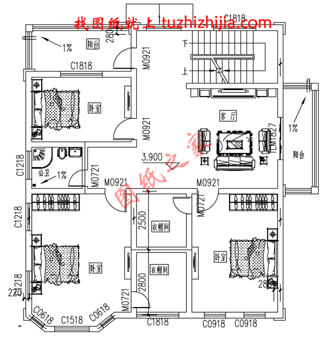 帶地下室新農村三層房屋圖紙，高大上的外觀，內部布局合理，經典的造型