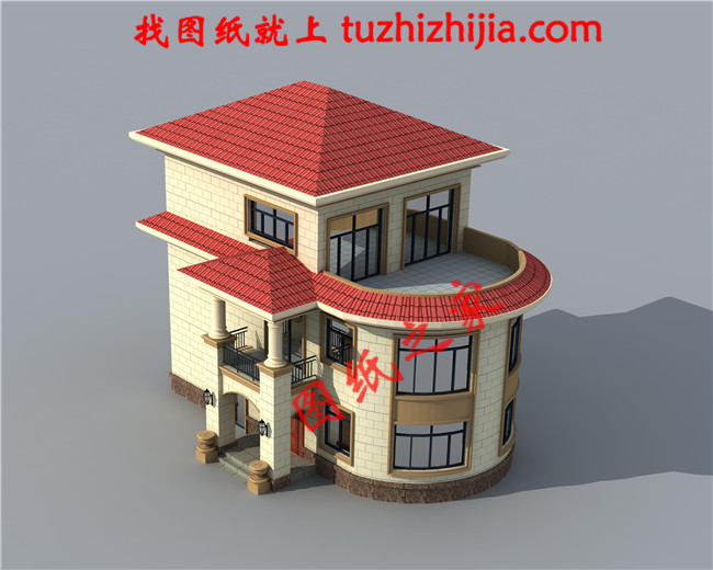 小戶型三層別墅房屋設(shè)計圖紙，占地80多平米，麻雀雖小五臟俱全，布局合理，造價20萬左右