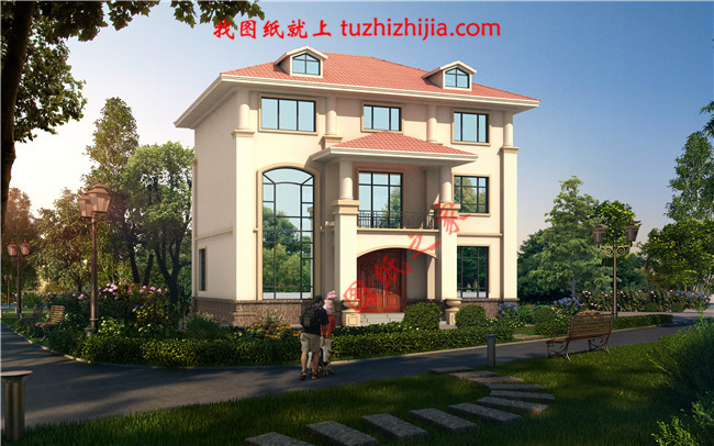 三層自建別墅設(shè)計(jì)圖紙，復(fù)式結(jié)構(gòu)客廳中空極大的增加了客廳的開(kāi)闊度