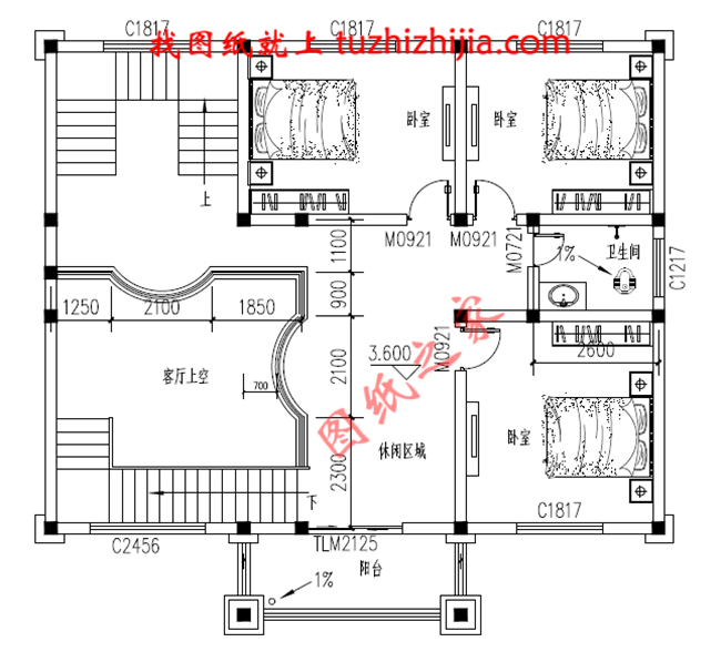 三層自建別墅設(shè)計(jì)圖紙，復(fù)式結(jié)構(gòu)客廳中空極大的增加了客廳的開(kāi)闊度