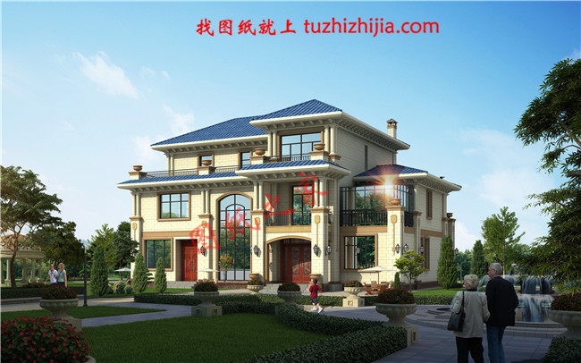 歐式三層別墅設(shè)計(jì)圖紙，本套圖紙為設(shè)計(jì)師新設(shè)計(jì)的作品，包含兩個(gè)相互獨(dú)立的兩個(gè)大小不同的戶型，可以與父母同住