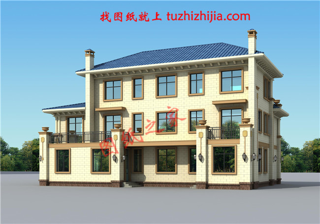 歐式三層別墅設(shè)計(jì)圖紙，本套圖紙為設(shè)計(jì)師新設(shè)計(jì)的作品，包含兩個(gè)相互獨(dú)立的兩個(gè)大小不同的戶型，可以與父母同住