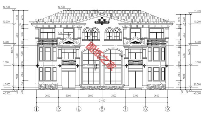 氣派的三層雙拼別墅圖，沒個(gè)百八十萬的不敢建