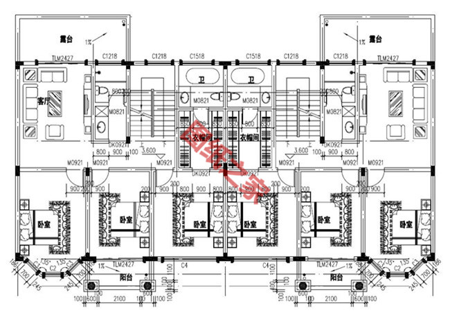 氣派的三層雙拼別墅圖，沒個(gè)百八十萬的不敢建