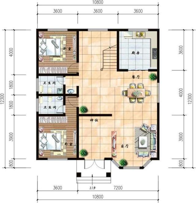 11乘12米帶神位的三層自建房方案，看完保證心動