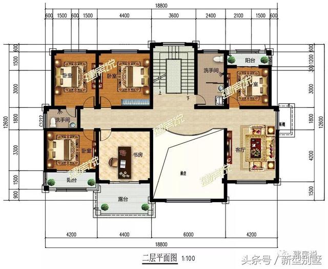 帶堂屋高端三層別墅圖，我有宅基地肯定建這套