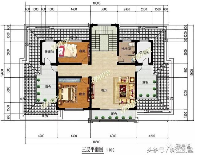 帶堂屋高端三層別墅圖，我有宅基地肯定建這套