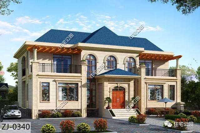 帶地下室挑空客廳二層別墅設(shè)計(jì)圖，真是漂亮極了