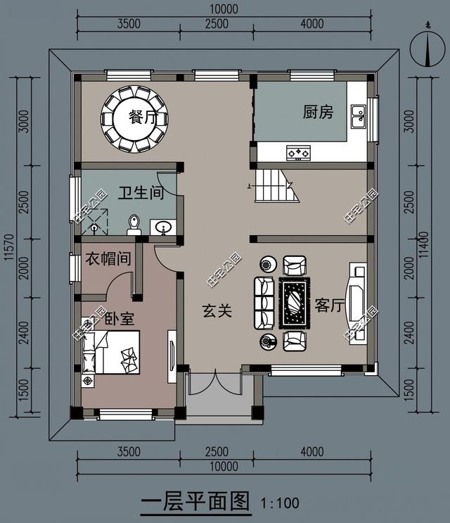 開間10米的三層別墅設(shè)計方案圖，外觀超美感