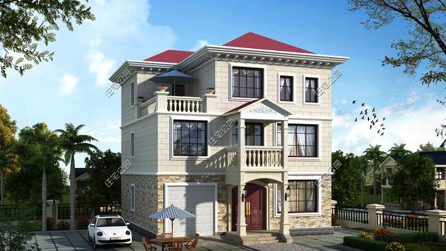 開間10米的三層別墅設(shè)計方案圖，外觀超美感