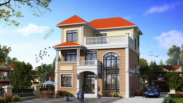 開間10米的三層別墅設(shè)計方案圖，外觀超美感