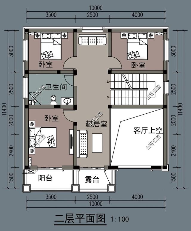 開間10米的三層別墅設(shè)計方案圖，外觀超美感