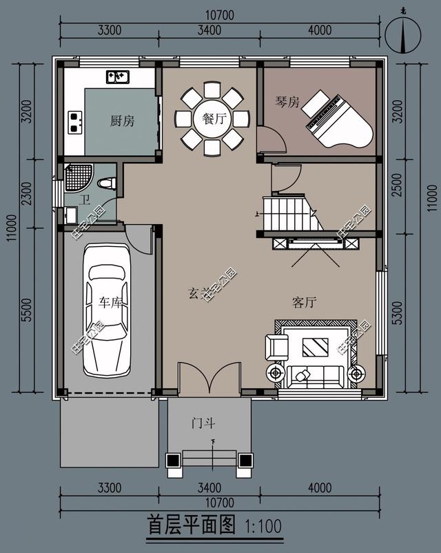 開間10米的三層別墅設(shè)計方案圖，外觀超美感
