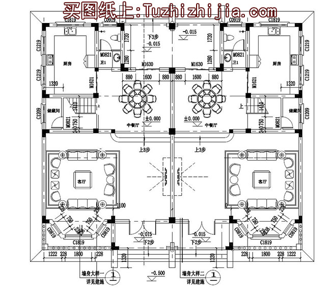 高端大氣三層雙拼自建房設(shè)計(jì)圖，外觀漂亮，240平左右