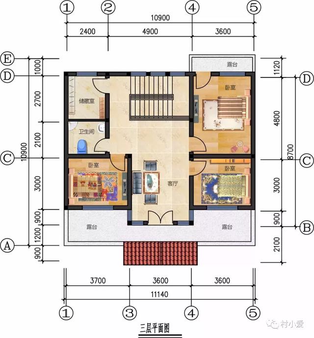 11x10米農(nóng)村三層自建樓房設(shè)計圖，30萬內(nèi)搞定
