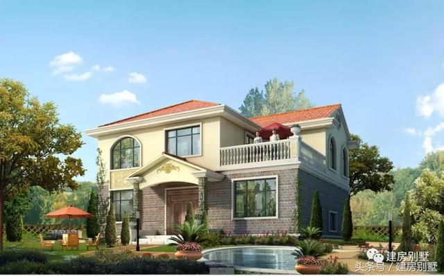 實(shí)用、簡(jiǎn)約的二層樓房設(shè)計(jì)方案圖，帶露臺(tái)