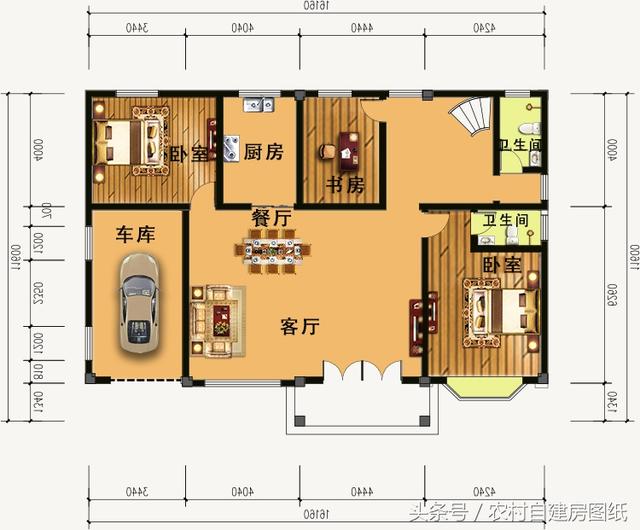 5款帶車(chē)庫(kù)的農(nóng)村別墅設(shè)計(jì)圖，有車(chē)的方便啦
