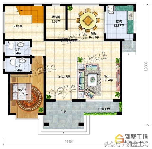帶堂房復(fù)式客廳新中式農(nóng)村自建別墅設(shè)計圖