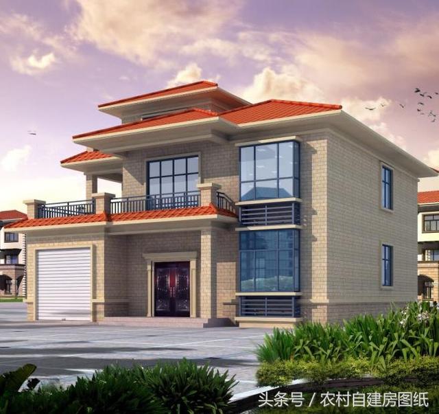 13×12米二層農(nóng)村小別墅設(shè)計圖，帶車庫