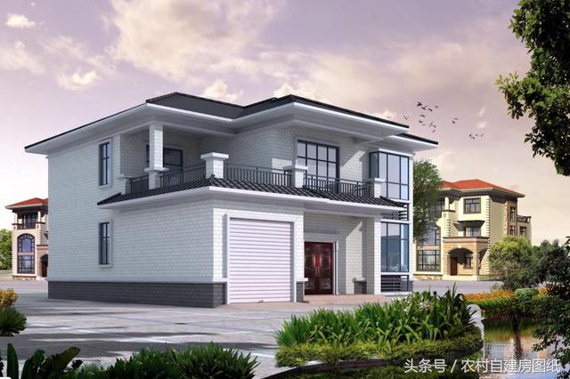 13×12米二層農(nóng)村小別墅設(shè)計圖，帶車庫