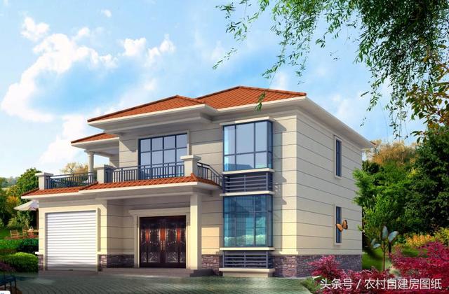 13×12米二層農(nóng)村小別墅設(shè)計圖，帶車庫