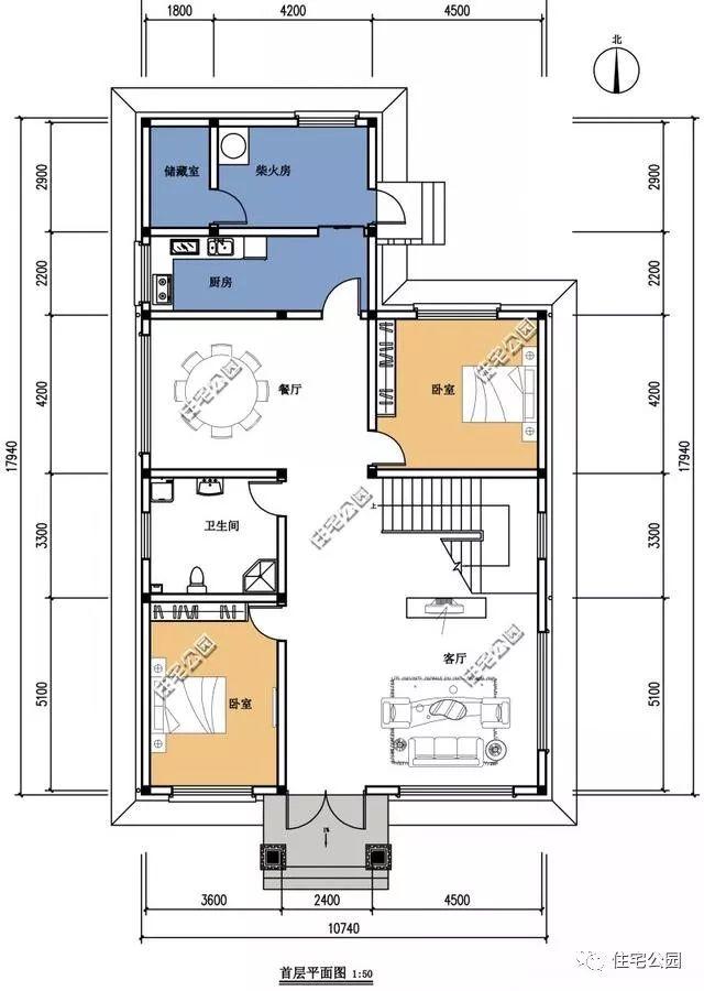 房間多的三層自建樓房設計方案圖，大家庭建造