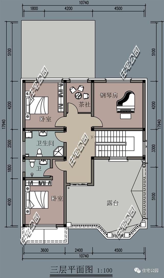 房間多的三層自建樓房設計方案圖，大家庭建造
