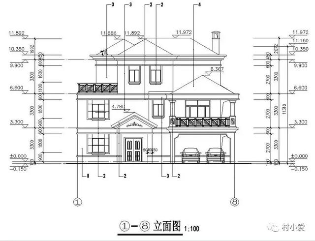15x16m復式客廳三層房屋設計圖，大氣，美觀